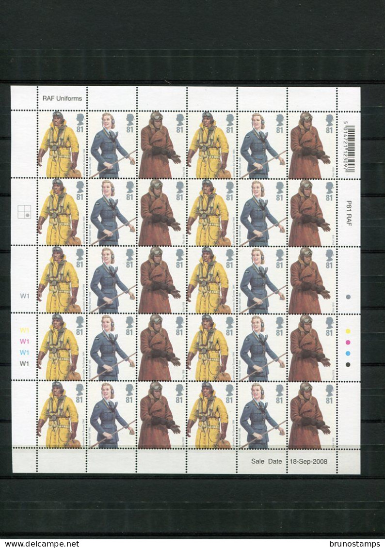 GREAT BRITAIN - 2008  RAF UNIFORMS  TWO  SHEETLETS   MINT NH - Hojas Bloque