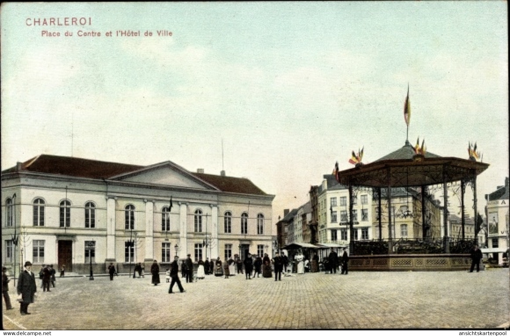 CPA Charleroi Wallonie Hennegau, Place Du Central, Rathaus - Sonstige & Ohne Zuordnung