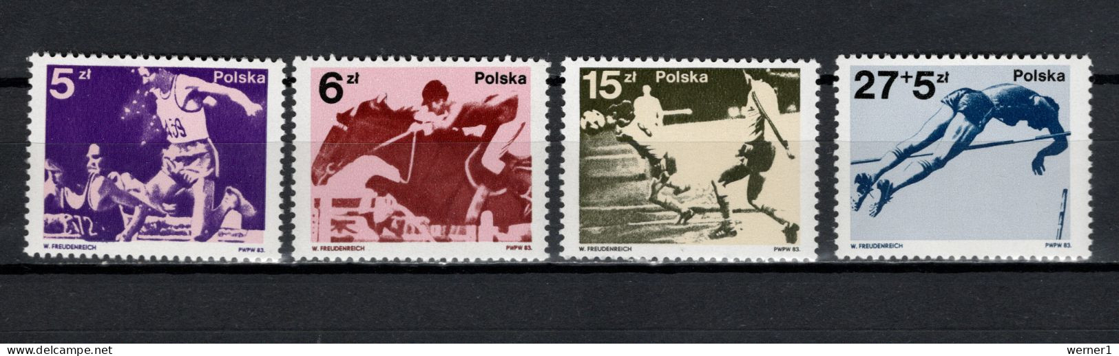 Poland 1983 Olympic Games, Equestrian, Football Soccer, Athletics Set Of 4 MNH - Verano 1984: Los Angeles