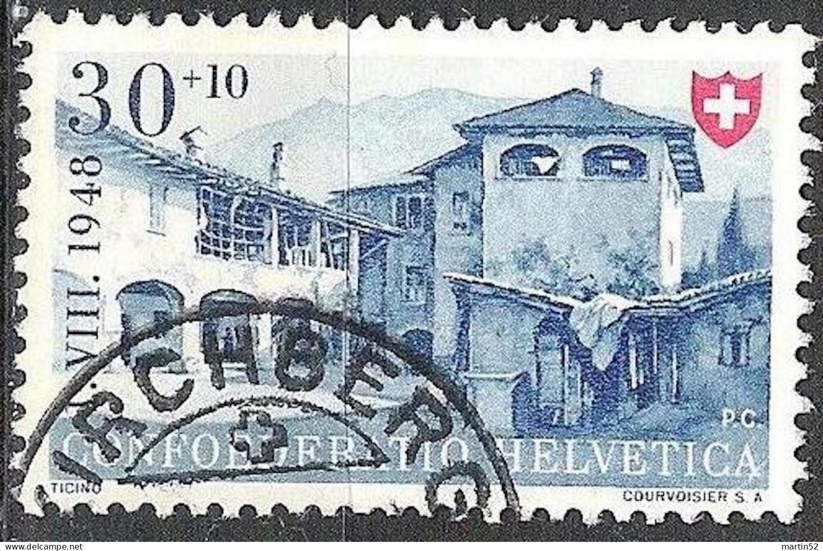 Schweiz Suisse Svizzera Pro Patria 1948: Ticino Tessin Zu WII 41 Mi 511 Yv 460 Halbmond-Stempel KIRCHBERG (Zu CHF 13.00) - Used Stamps