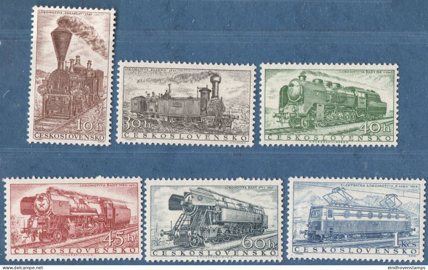 Czecho 1956 European Conference On Timetables Freight Trains 6 Values MNH, Steamlocomotives, Electric Traction, Zbrastov - 1956