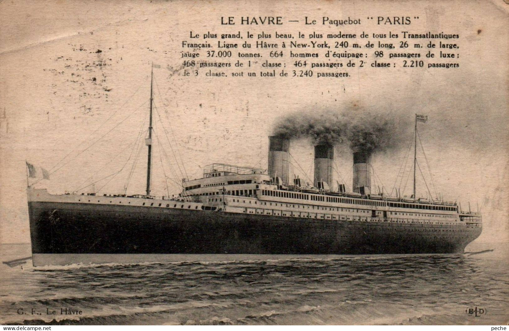 N°1018 W -cpa Le Havre -paquebot "le Paris" - Paquebote