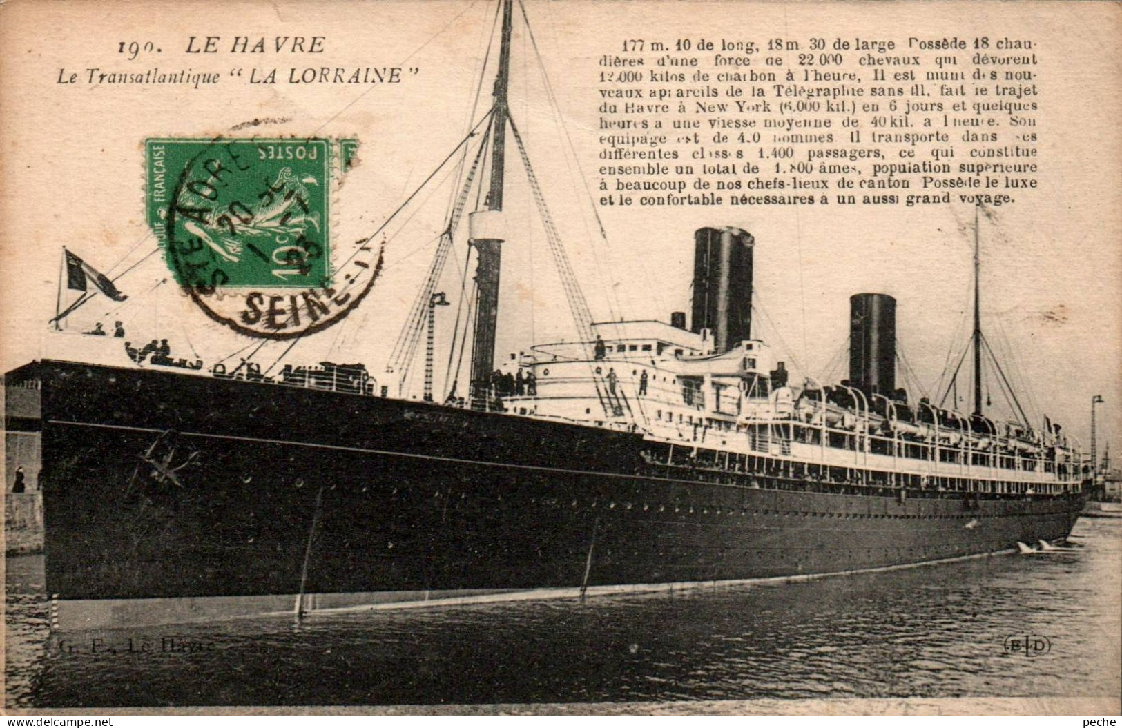 N°1019 W -cpa Le Havre -paquebot "la Lorraine" - Dampfer