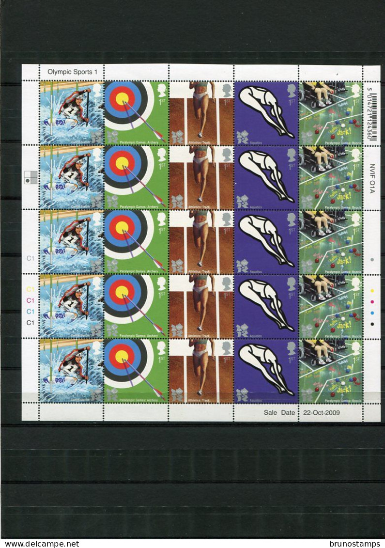 GREAT BRITAIN - 2009  OLYMPIC SPORTS 1  TWO  SHEETLETS   MINT NH - Blocks & Miniature Sheets