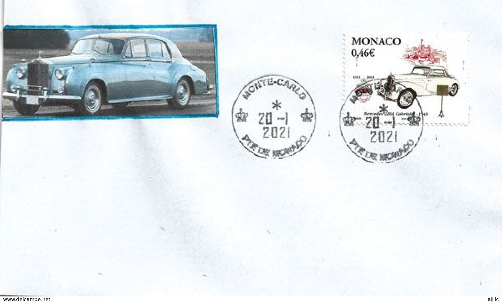 MERCEDES 220A   (1949) ,  Sur Lettre De Monaco - Cars