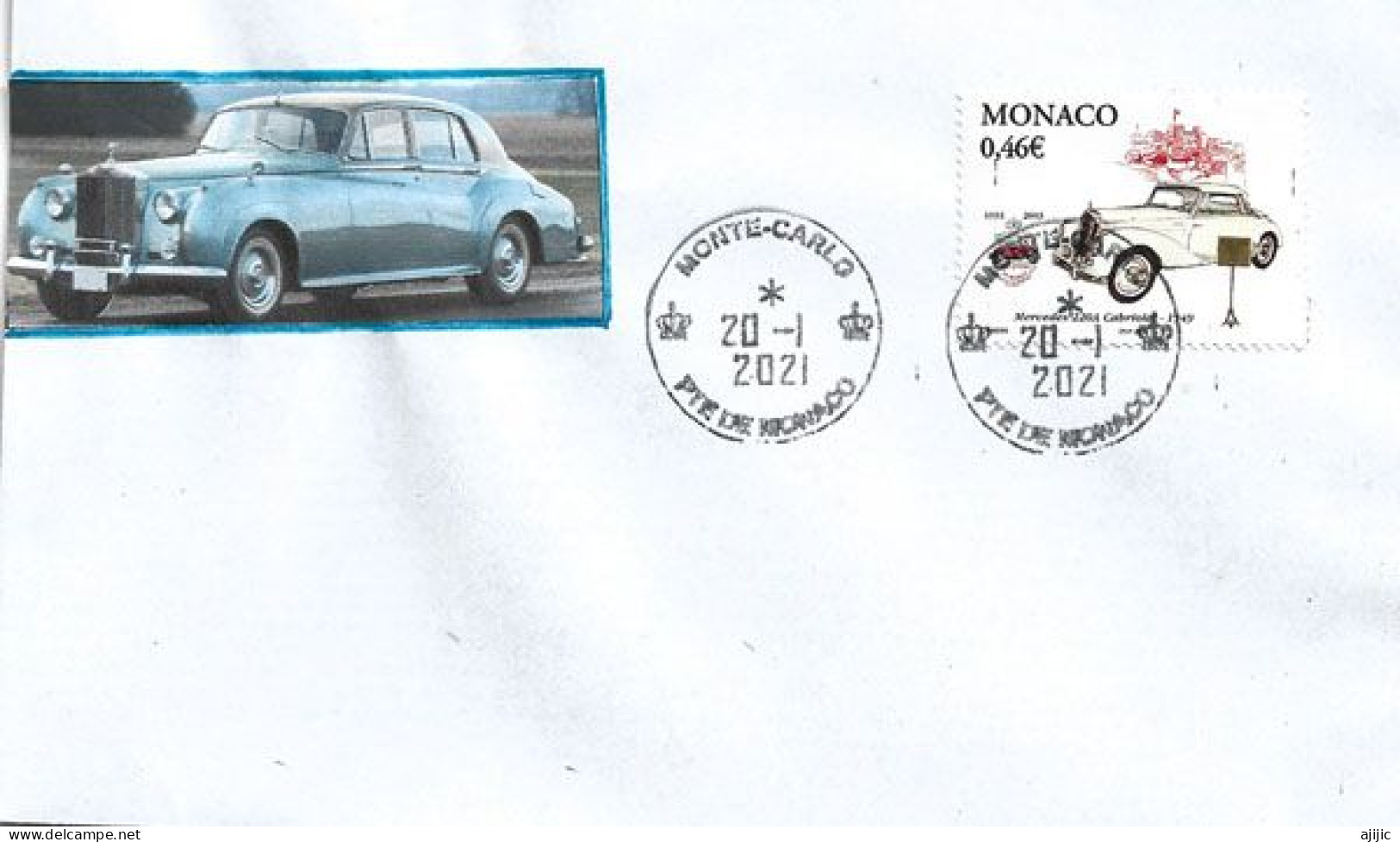 MERCEDES 220A   (1949) ,  Sur Lettre De Monaco - Voitures