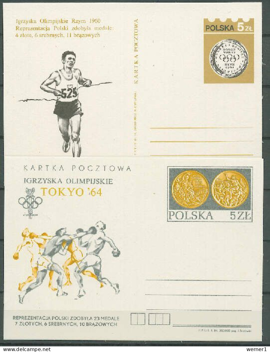 Poland 1983/1984 Olympic Games 2 Commemorative Postcards - Ete 1984: Los Angeles