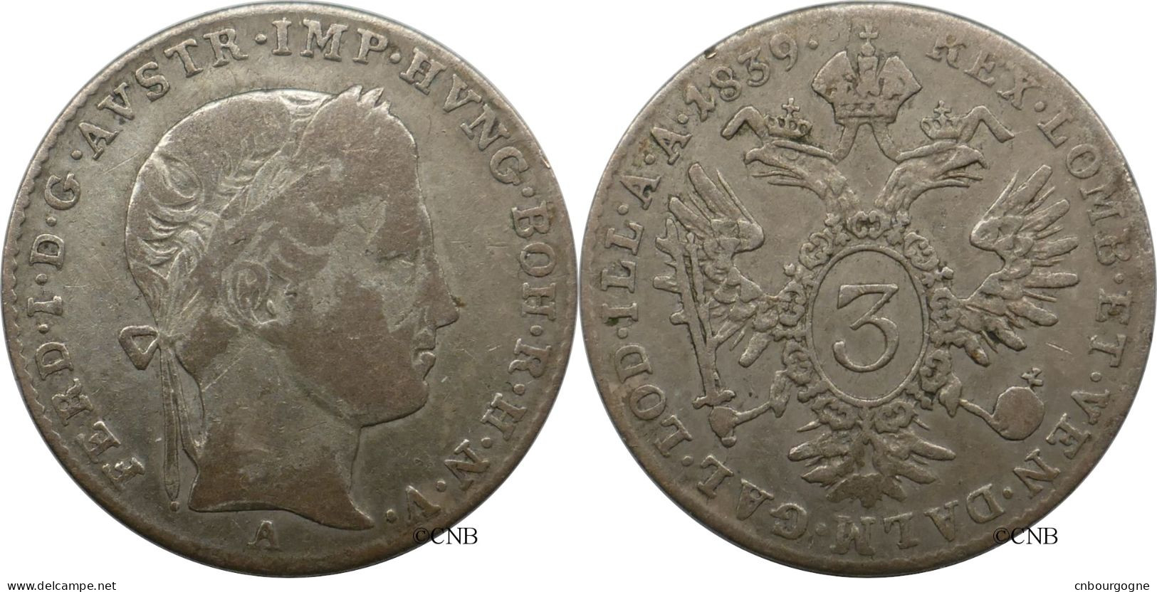 Autriche - Empire - Ferdinand Ier / Ferdinand I. - 3 Kreuzer 1839 A - TB/VF30 - Mon6484 - Oesterreich