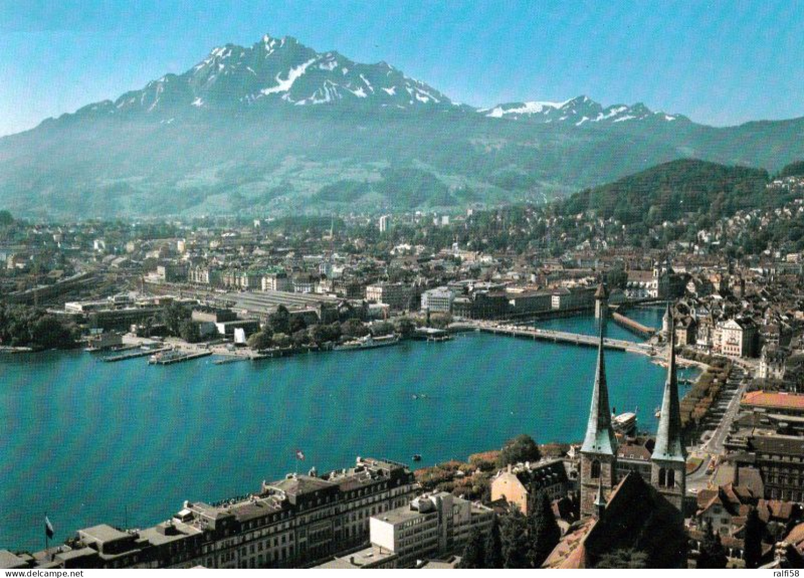 1 AK Schweiz * Blick Auf Luzern - Im Vordergrund Die Hofkirche - Luftbildaufnahme * - Lucerna