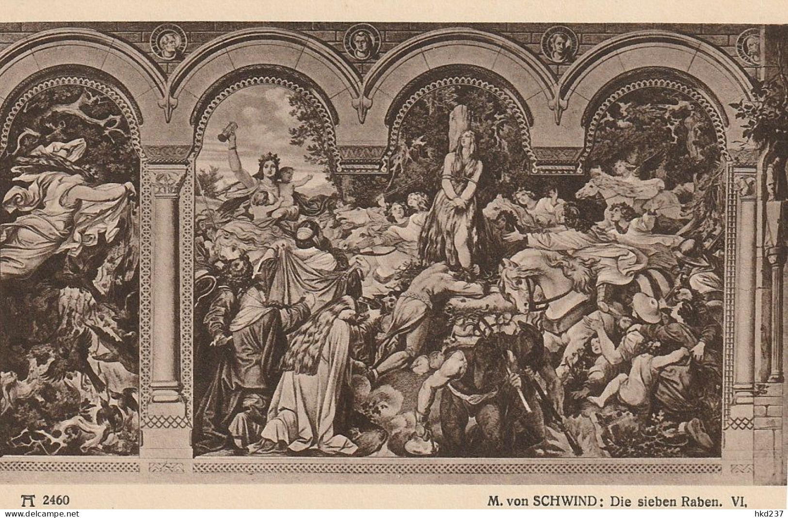 6 Künstlerkarte "Das Märchen von den Sieben Raben" von Moritz von Schwind Serie komplett im Originalumschlag  3209