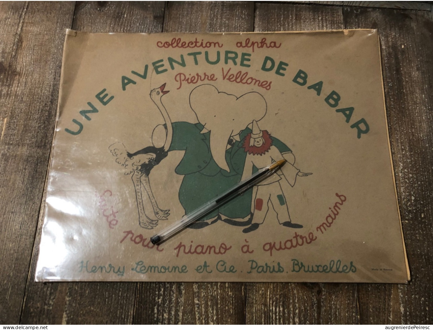 Partition Une Aventure De Babar  1947 Pierre Vellones - Andere & Zonder Classificatie