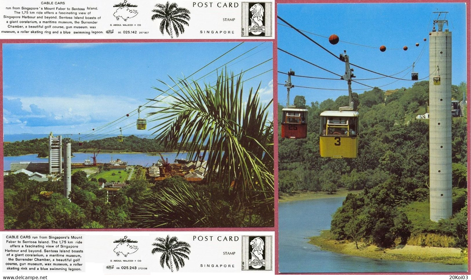 Singapore Cable Cars Mt Faber Mount Harbour Sentosa 1970's_KRUGER 88 025.142 267807 S.ABDUL MAJEED+CO_UNC_CPSM_cpc - Singapur