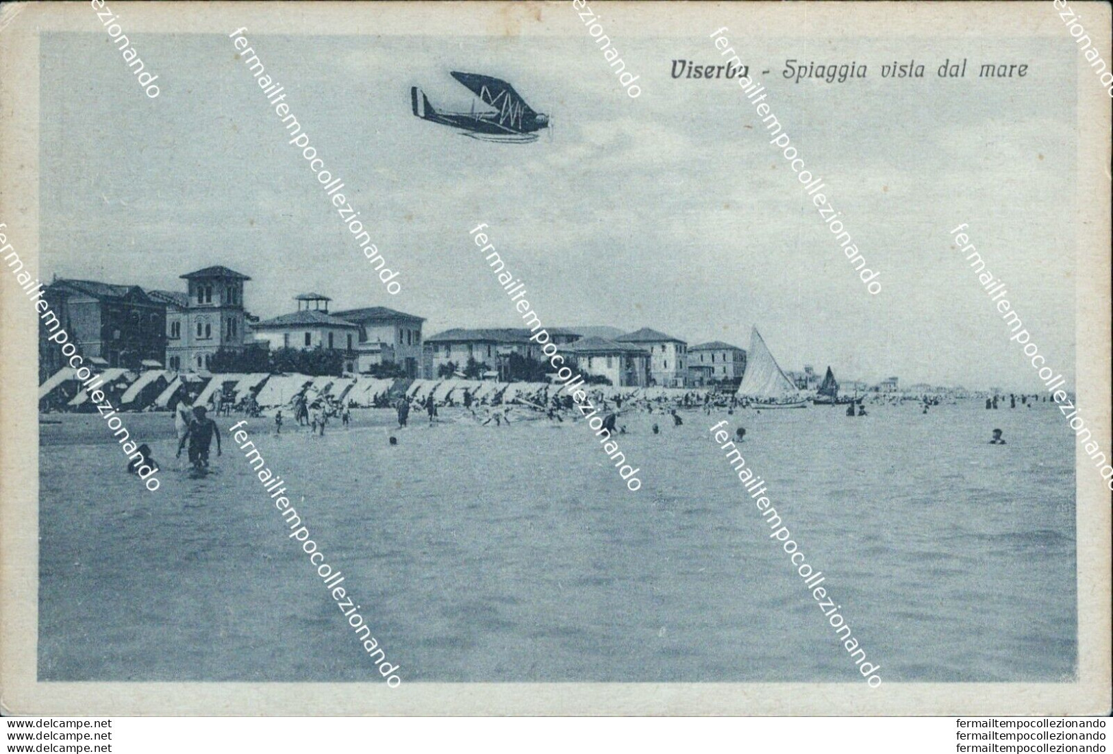 Bc266 Cartolina Viserba Spiaggia Vista Dal Mare Rimini - Rimini