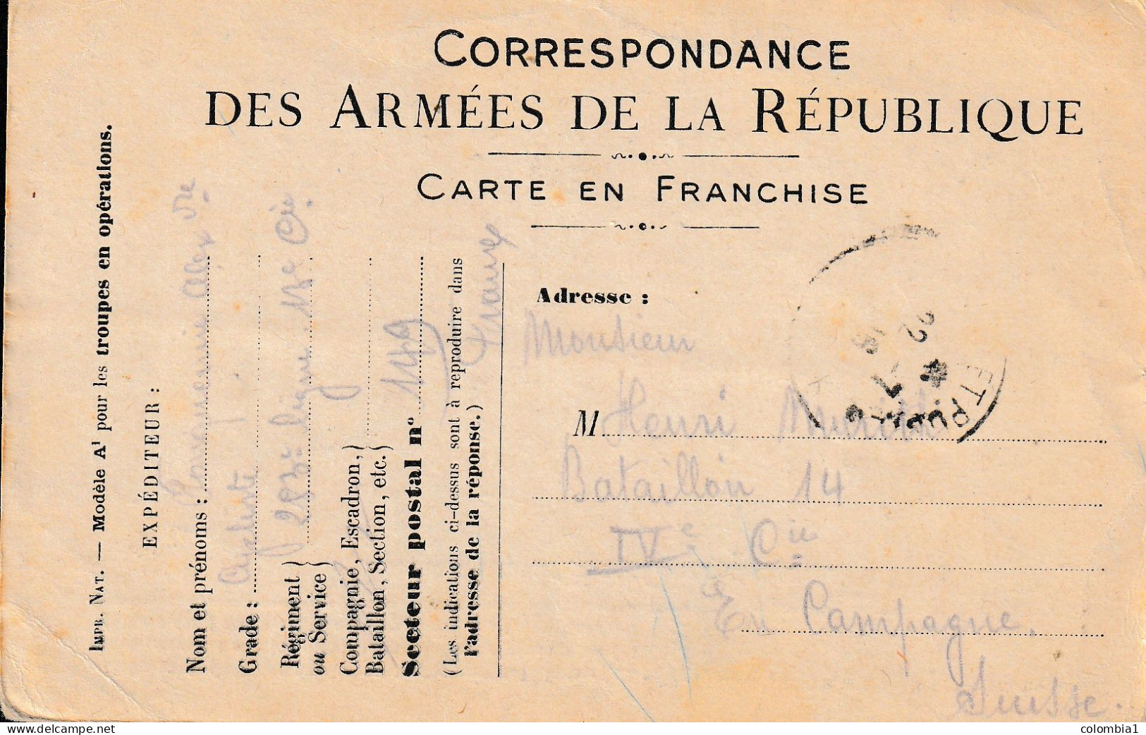 Carte CORRESPONDANCE Des ARMEES De La République 26 Juillet 1916 - Lettres & Documents