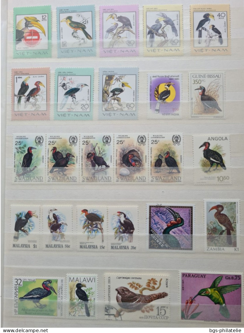 Collection de timbres sur le thème des Oiseaux.