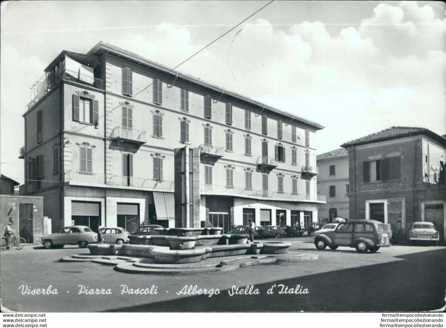 Bb414 Cartolina Viserba Piazza Pascoli Albergo Stella D'italia Rimini - Rimini