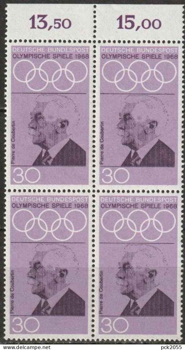 BRD 1968 MiNr.563 4er Block  ** Postfrisch Olympische Sommerspiele Mexiko ( 5050 ) - Ungebraucht