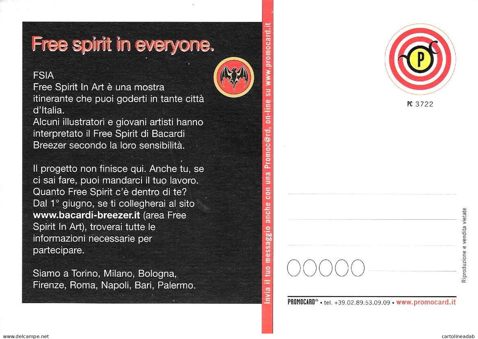 [MD4889] CPM - BACARDI BREEZER FREE SPIRIT IN EVERYONE - PROMOCARD 3722 - PERFETTA - Non Viaggiata - Publicidad