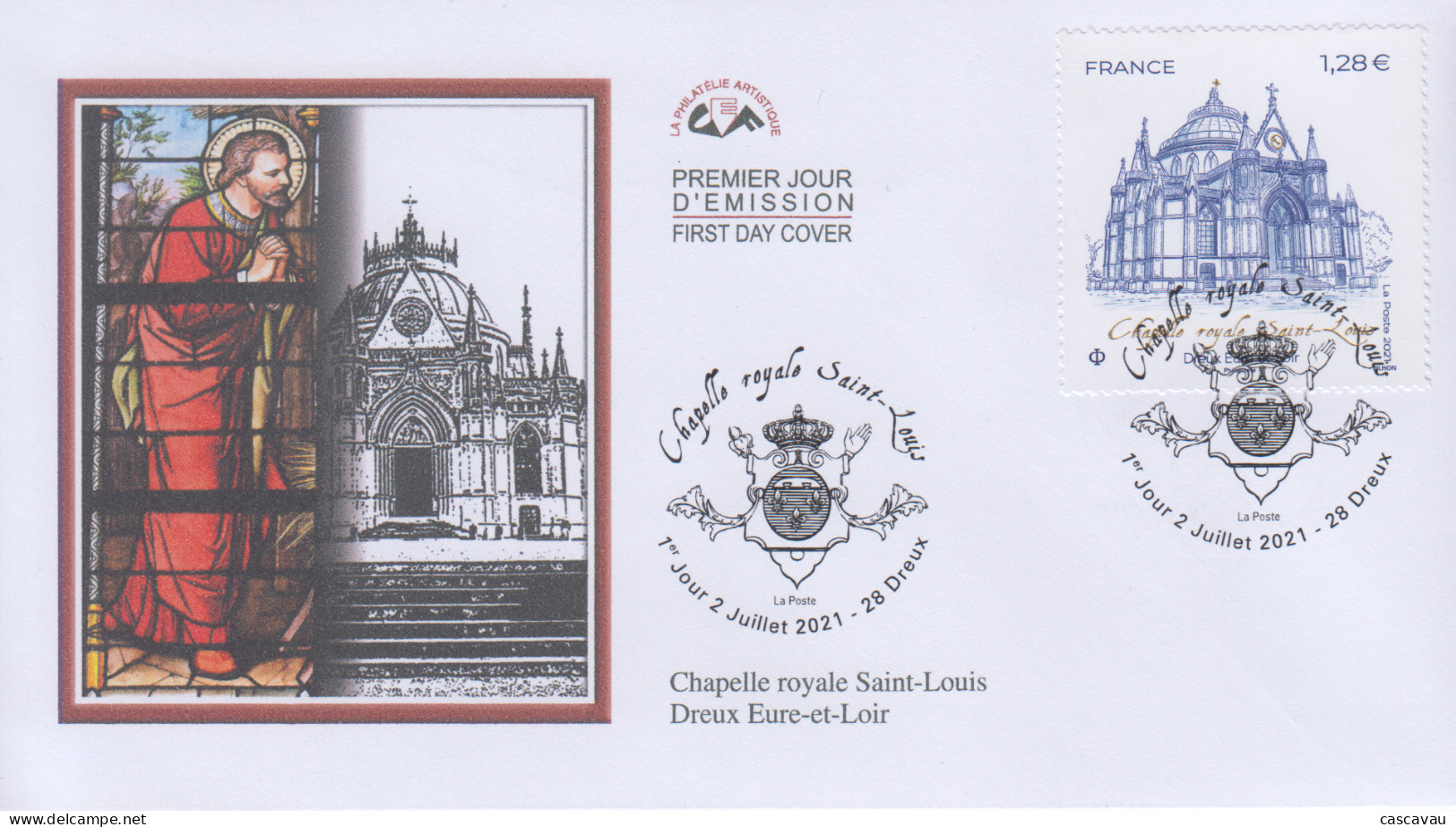 Enveloppe    FDC  1er   Jour    FRANCE    Chapelle   SAINT  LOUIS    DREUX    2021 - 2020-…