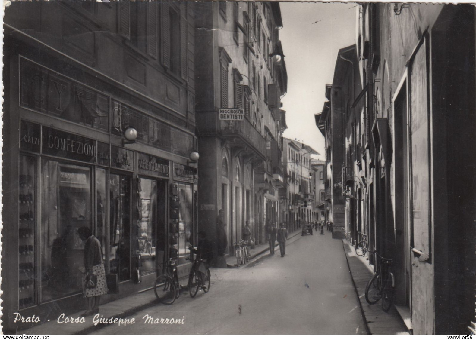 PRATO-CORSO GIUSEPPE MAZZONI-BELLA E ANIMATA CARTOLINA VERA FOTO-VIAGG. IL 9-5-1954 - Prato