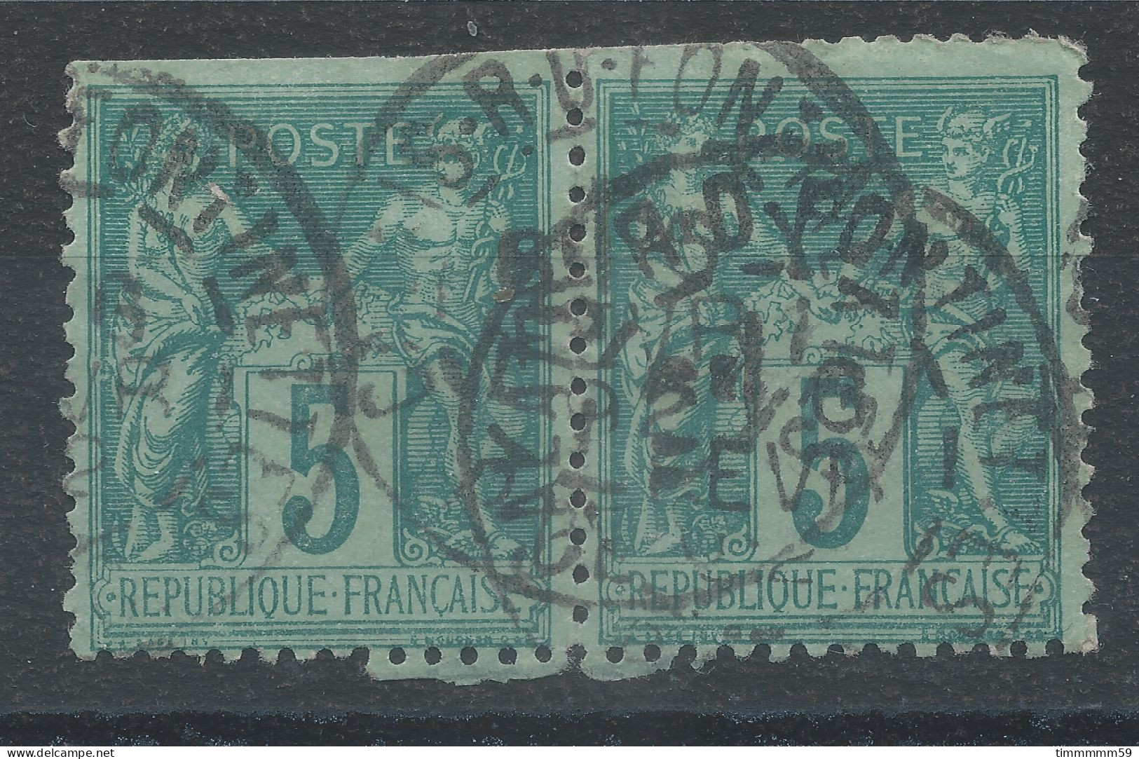 Lot N°82770   Paire Du N°75, Oblitéré Cachet à Date De CALAIS-RUE DES FONTINETTES "Pas-de-Calais 61" - 1876-1898 Sage (Type II)