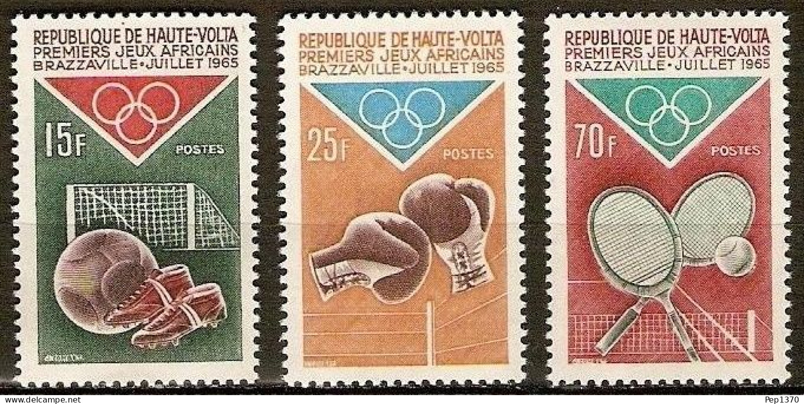 ALTO VOLTA 1965 - HAUTE VOLTA - DEPORTES - FUTBOL - TENIS - BOXEO - YVERT 143/145** - Unused Stamps