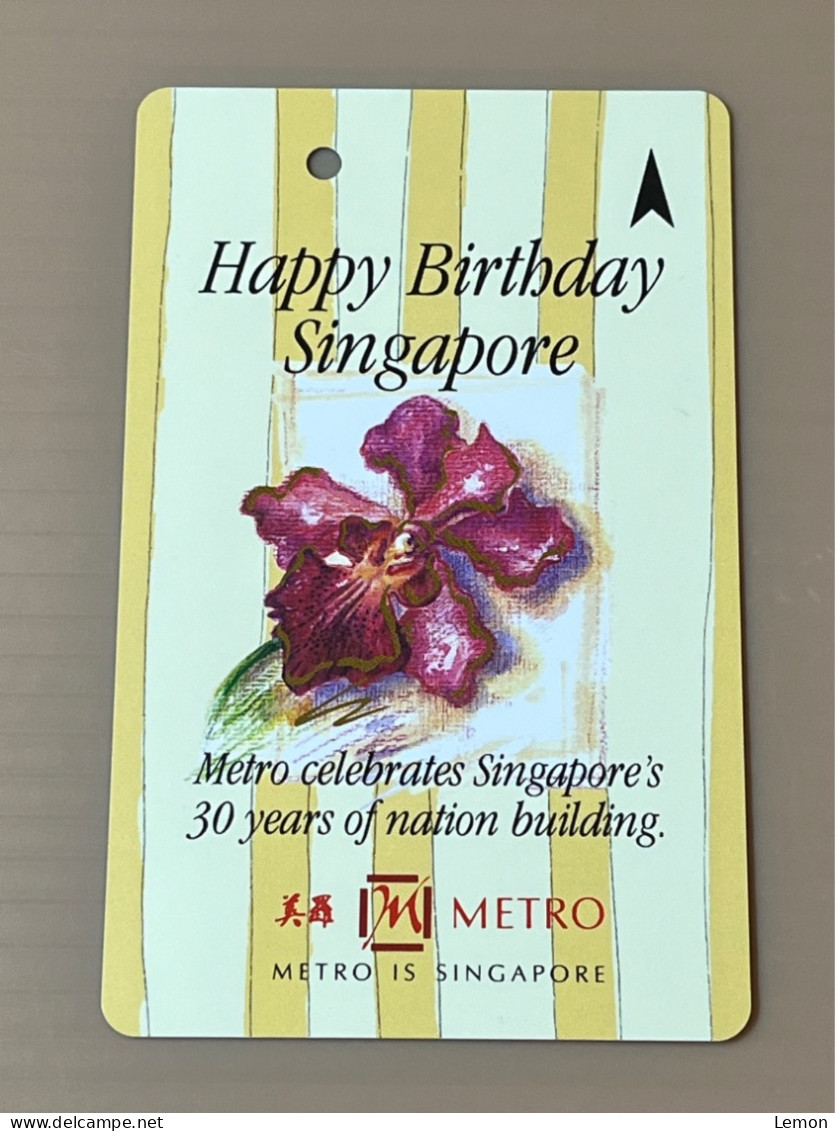 Singapore SMRT TransitLink Metro Train Subway Ticket Card, METRO Wishes Happy Birthday Singapore, Set Of 1 Used Card - Singapore