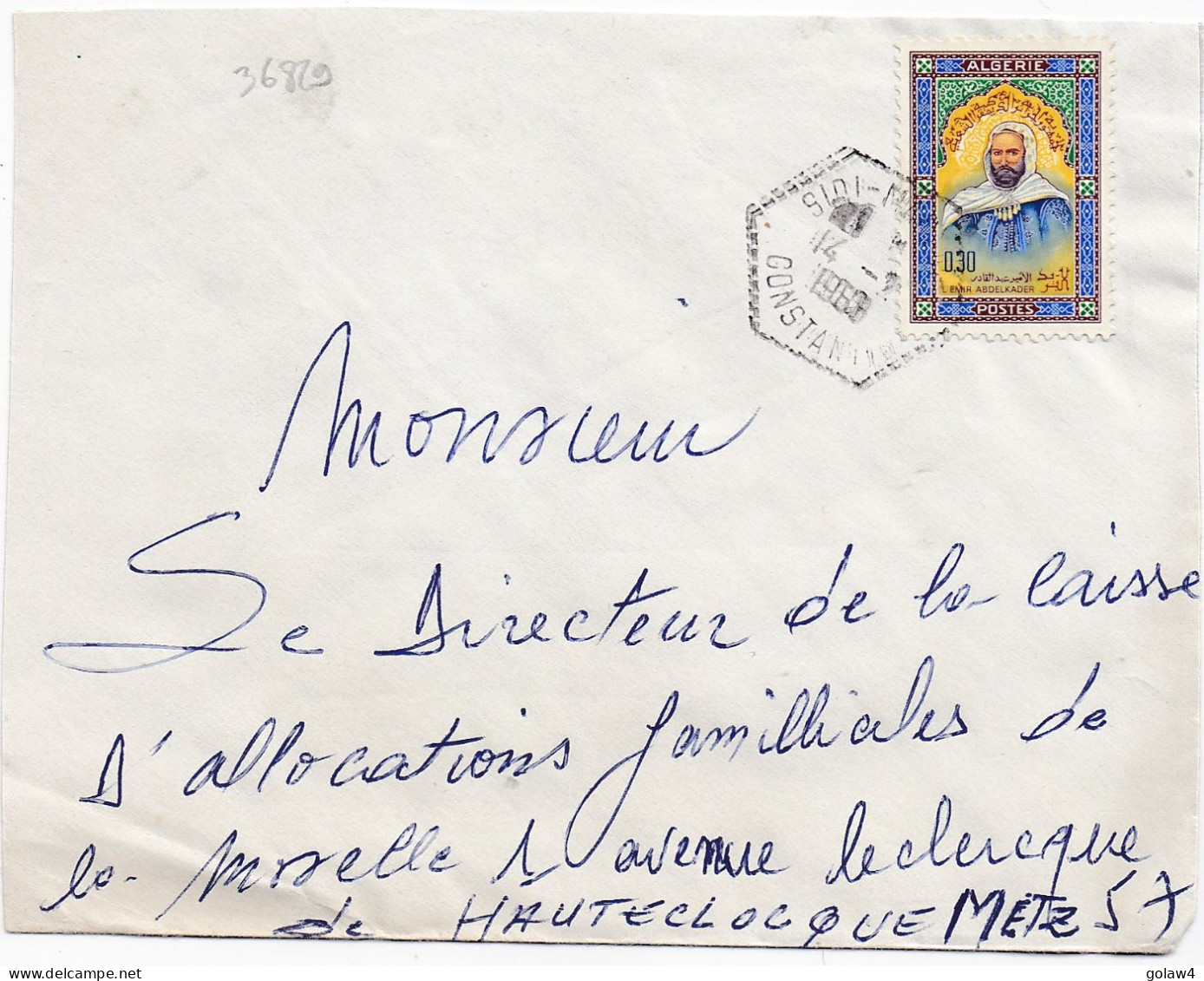 36829# ALGERIE LETTRE Obl SIDI MAROUF CONSTANTINE 1968 MAAROUF Pour METZ MOSELLE - Algérie (1962-...)