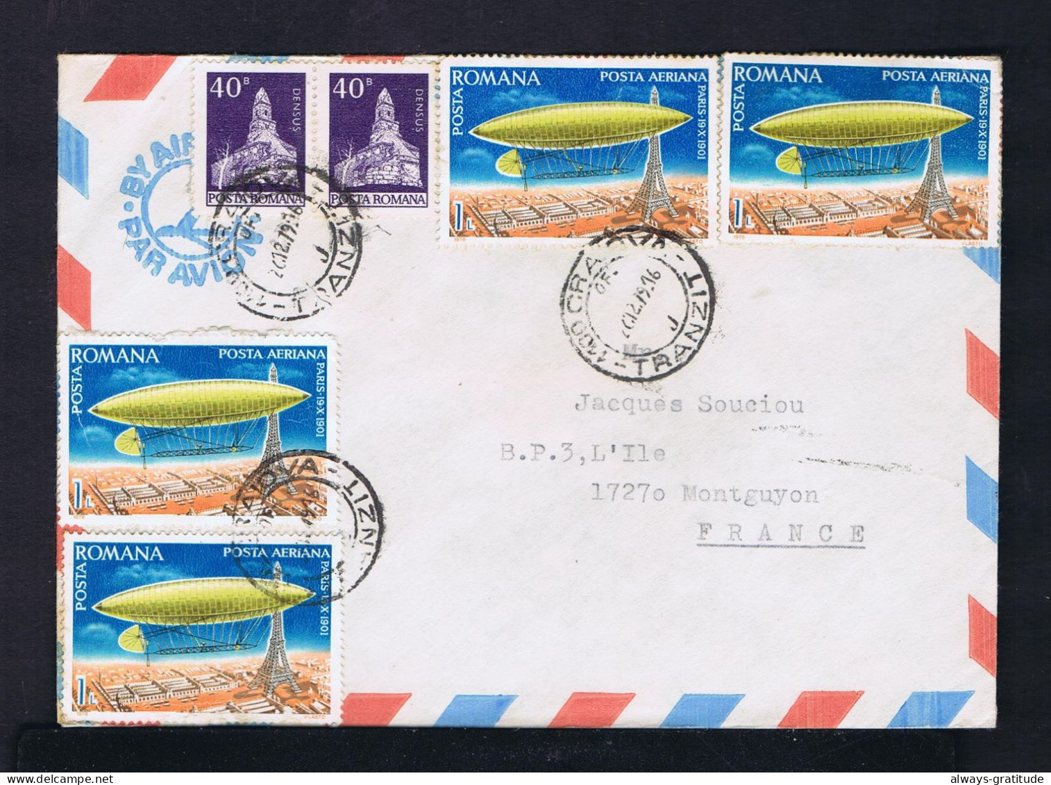 Sp10528 ROMANIA Zeppelins Paris 1901 Transports Eifell Tower Landescape / Densus Town - Zeppelins