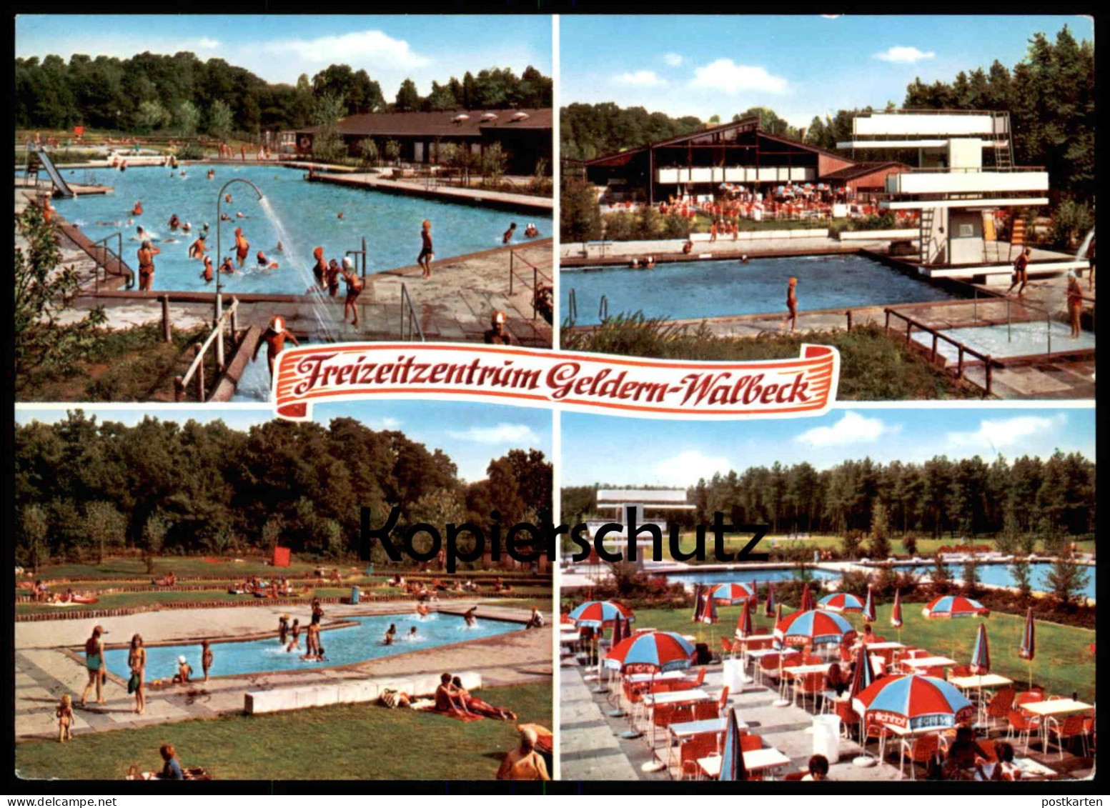 ÄLTERE POSTKARTE GELDERN-WALBECK FREIZEITZENTRUM SCHWIMMBAD FREIBAD BAD SPRUNGTURM Swimming Pool Piscine AK Postcard Cpa - Geldern