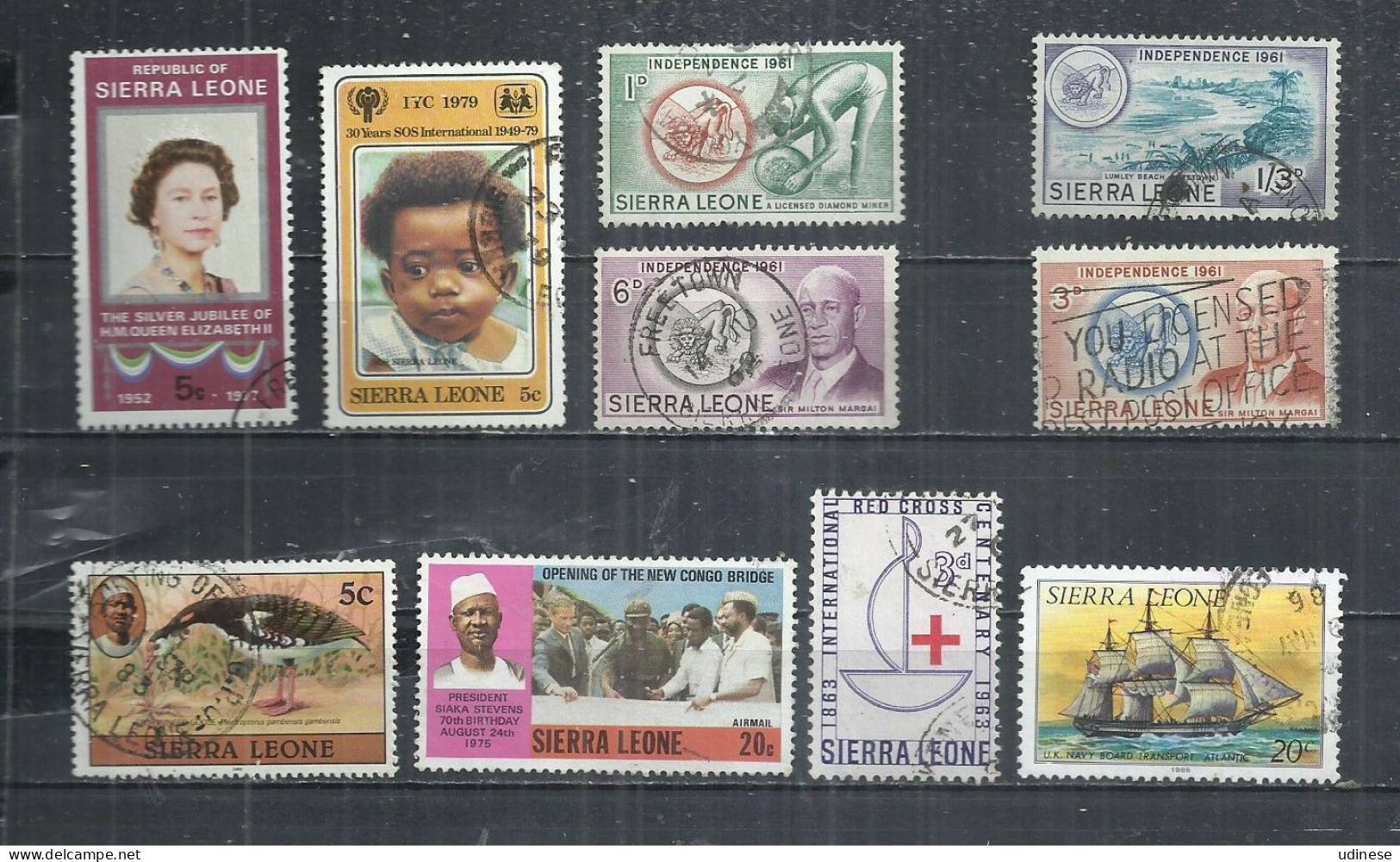 TEN AT A TIME - SIERRA LEONE - LOT OF 10 DIFFERENT 3 - POSTALLY USED OBLITERE GESTEMPELT USADO - Sierra Leona (1961-...)