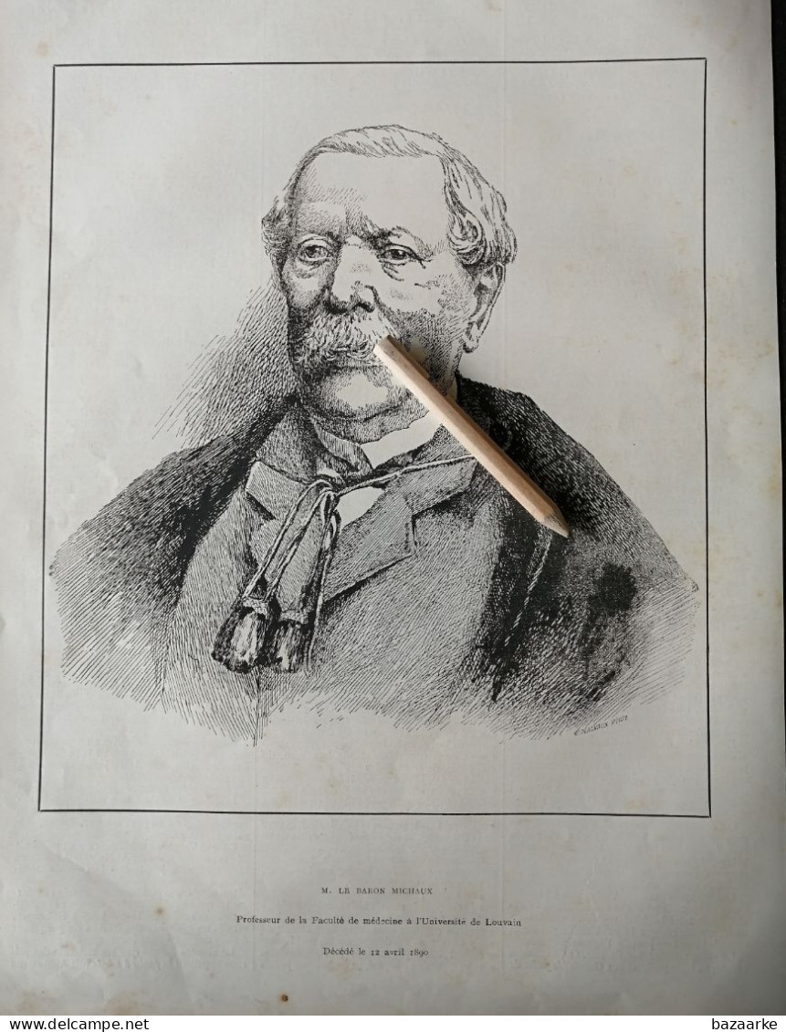 M. LE BARON MICHAUX / 1890 / PROFESSEUR DE LA FACULTÉ DE MÉDICINE Å L 'UNIVERSITÉ DE LOUVAIN / DÉCÉDÉ 12 AVRIL 1890 - Zonder Classificatie