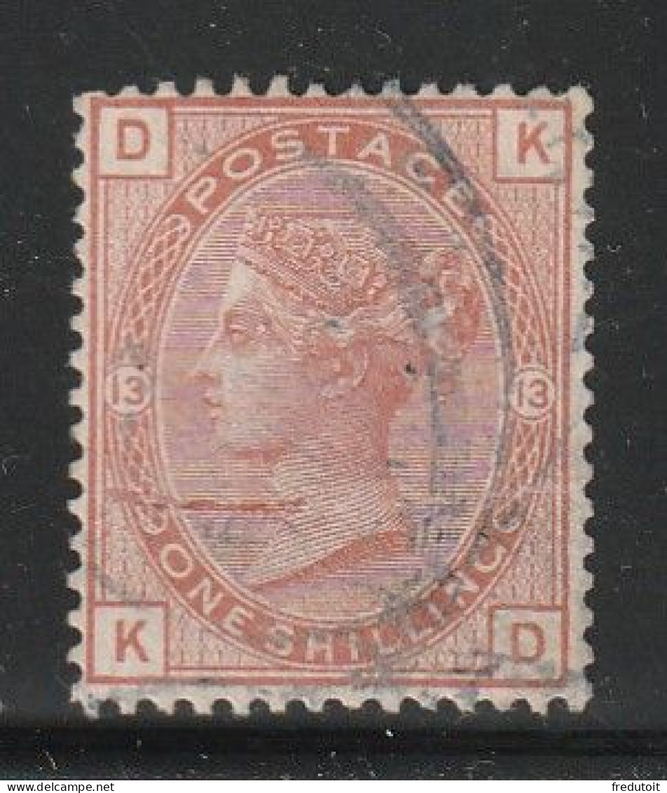 Grande Bretagne - N°66 Obl (1880-83) 1s Rouge-brun - Usados