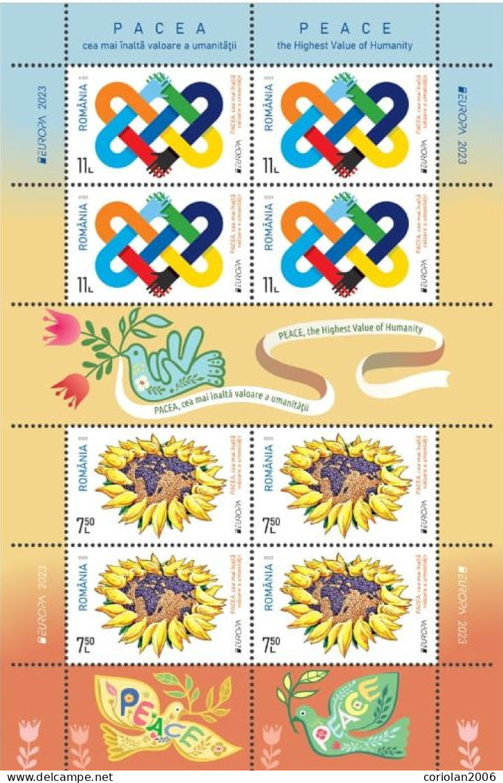 Romania 2023 / Europa / Peace / Mini Sheet With 4 Sets - 2023