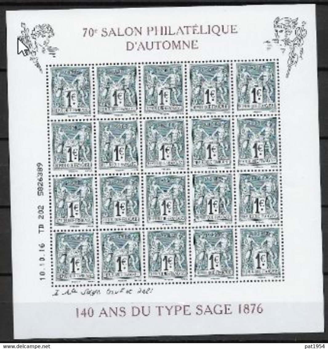 France 2016 Bloc Feuillet F5094 Neuf Luxe. 140 Ans Du Type Sage Cote 100 Euros - Neufs