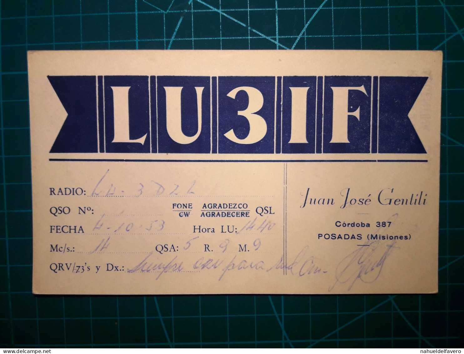 ARGENTINE, Carte QSL (Radio Connection Confirmation) Circulant D'un Radioamateur à L'autre. Région 2 (IARU) - Radio Amateur