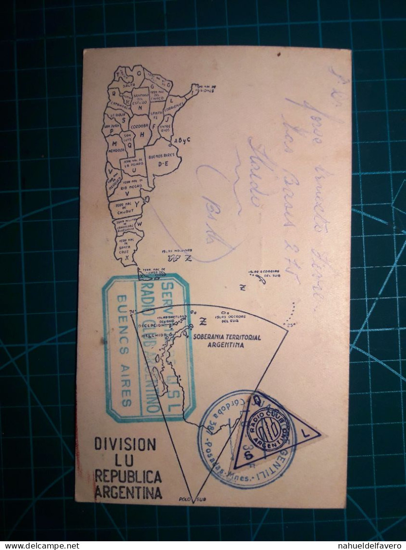 ARGENTINE, Carte QSL (Radio Connection Confirmation) Circulant D'un Radioamateur à L'autre. Région 2 (IARU) - Radio Amatoriale