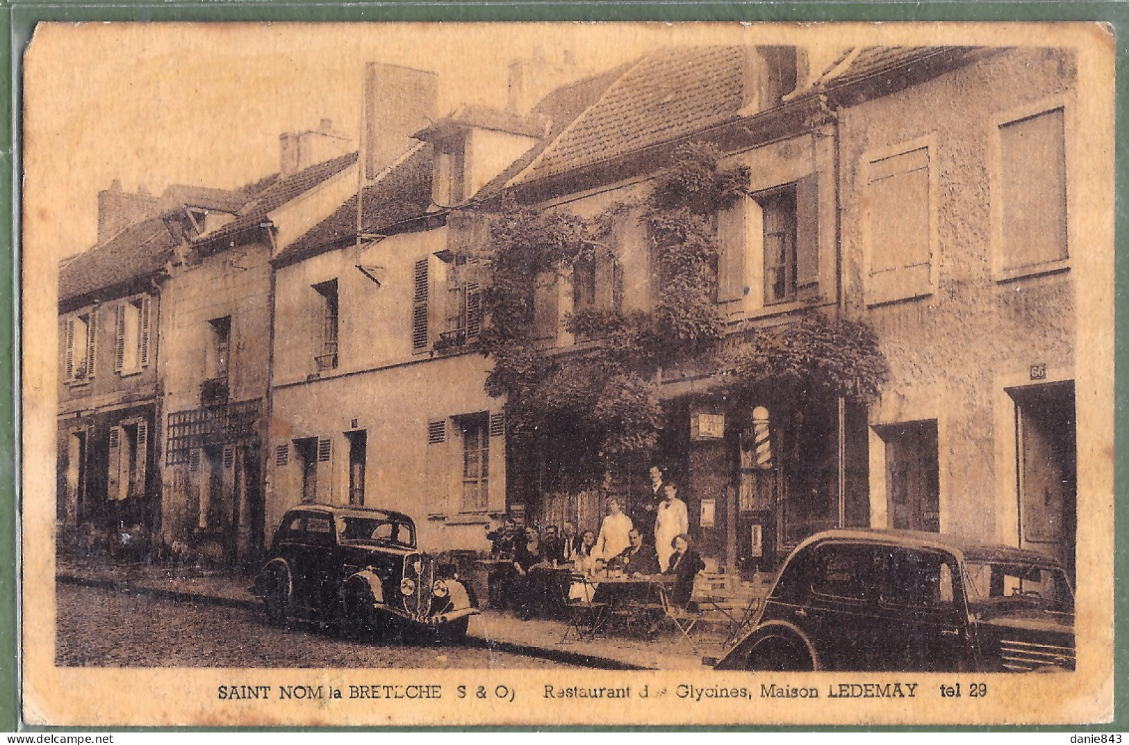 CPA  Vue Très Rare - YVELINES - SAINT NOM LA BRETECHE - RESTAURANT DES GLYCINES - Animation En Terrasse, Automobiles - St. Nom La Breteche