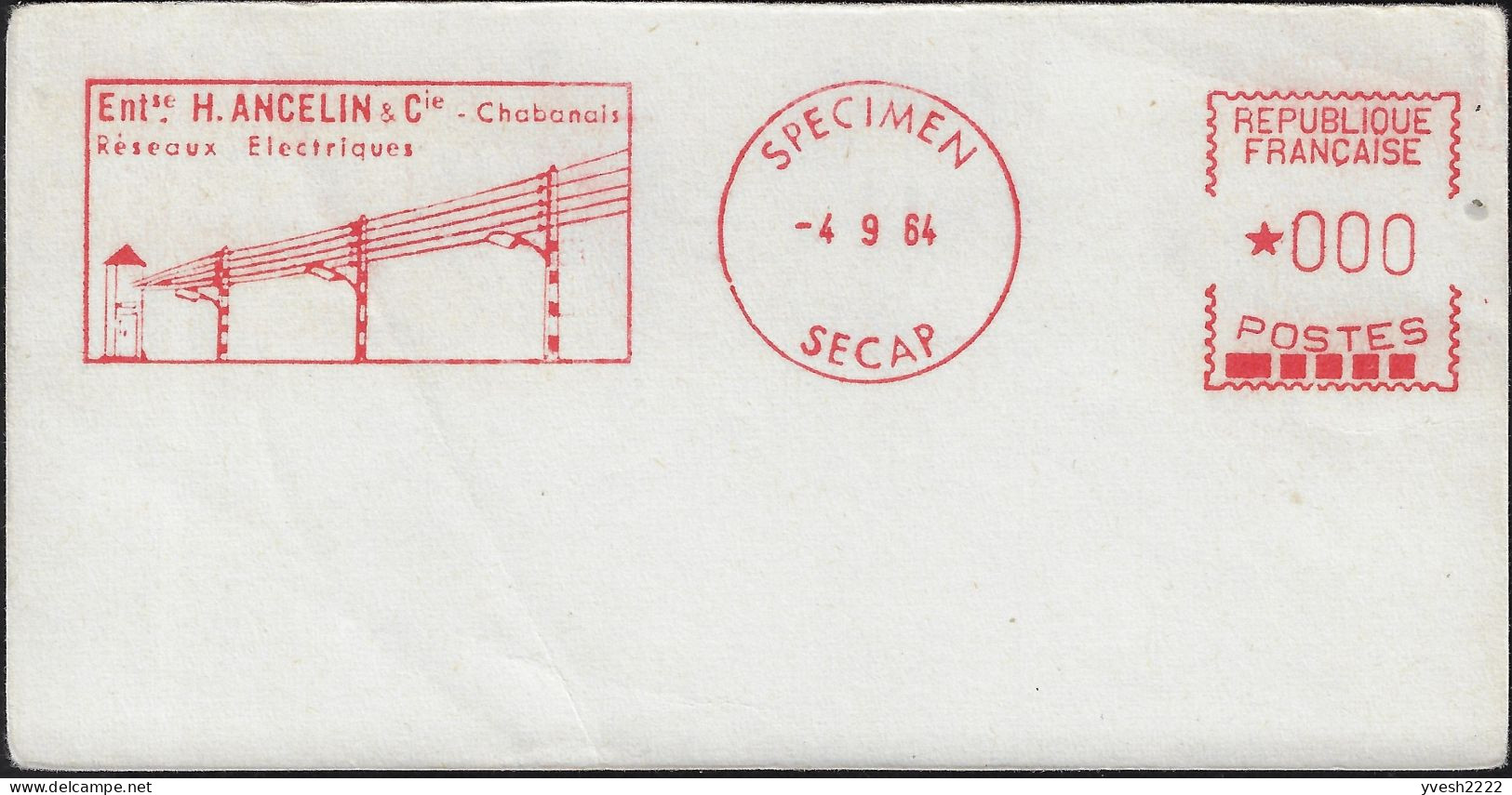 France 1964. Épreuve D'EMA SECAP. Ancelin, Réseaux électriques. Tirage 3 Ex. - Elektriciteit