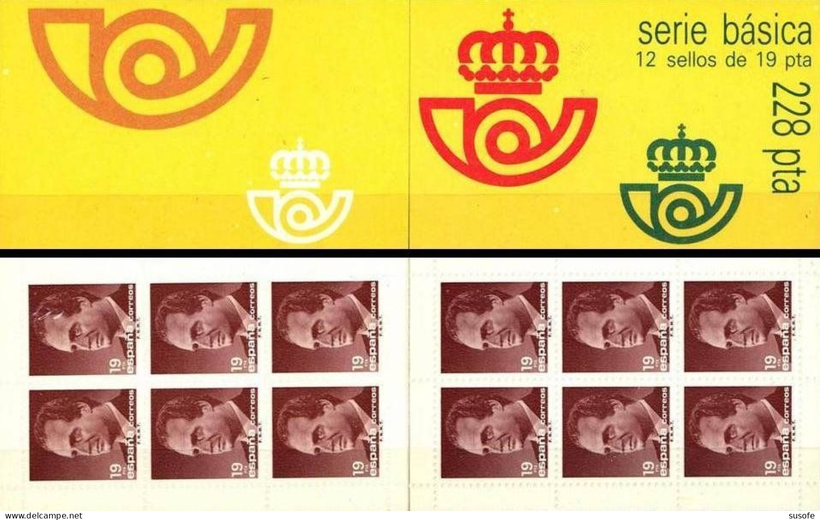 España 1986 Edifil 2834C (II) Sellos ** Rey D. Juan Carlos I 2x6 Sellos De 19pts Michel MH0-4 Yvert C2475II Spain Stamps - Neufs