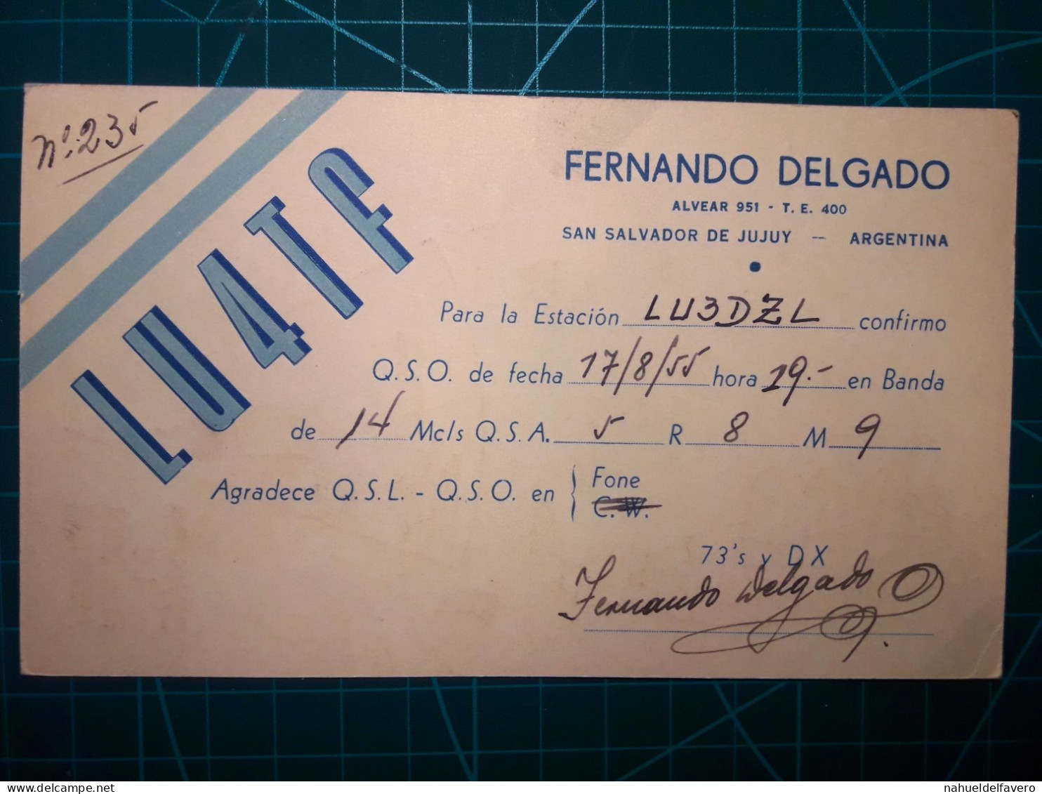 ARGENTINE, Carte QSL (Radio Connection Confirmation) Circulant D'un Radioamateur à L'autre. Région 2 (IARU) - Radio Amateur