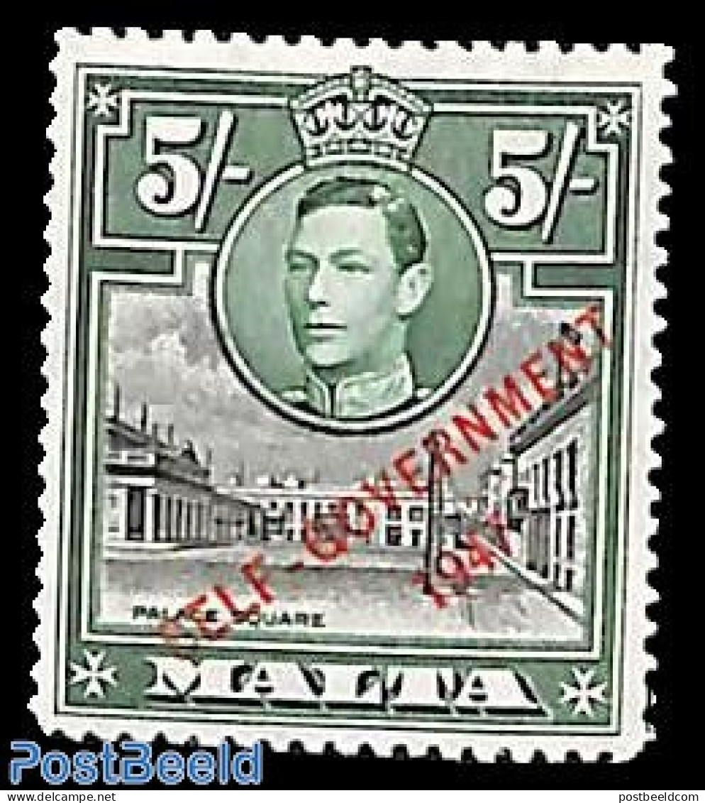 Malta 1948 5Sh, Stamp Out Of Set, Unused (hinged) - Malte