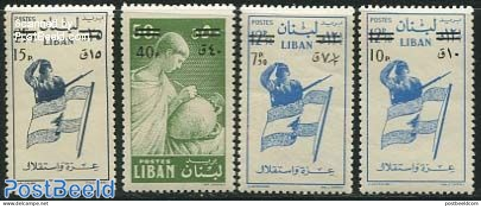 Lebanon 1959 Overprints 4v, Mint NH, History - Sport - Flags - Skiing - Ski