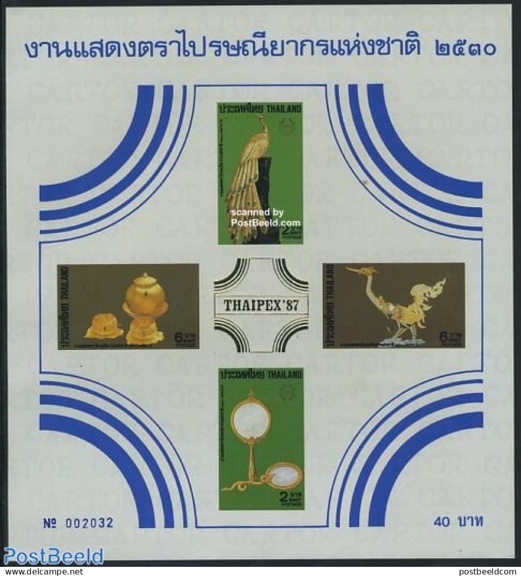 Thailand 1987 Thaipex S/s Imperforated, Mint NH, Nature - Poultry - Art & Antique Objects - Thaïlande