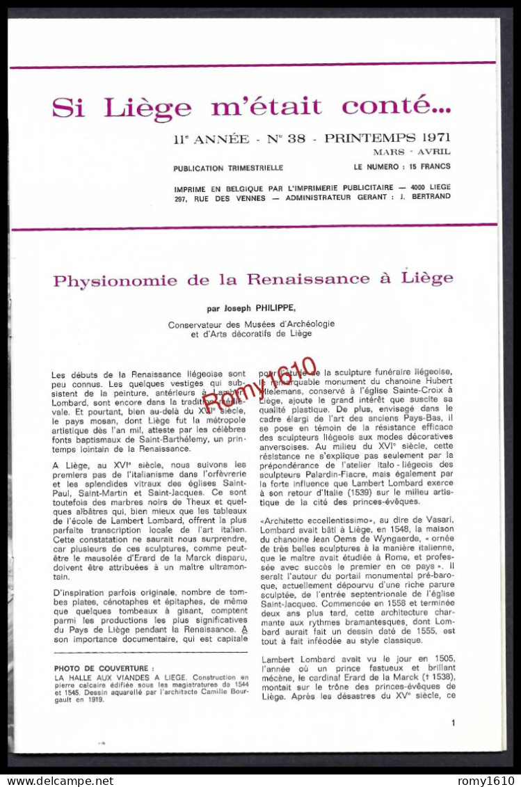 SI LIEGE M'ETAIT CONTE... Année 1971 . N° 38, 39, 40, 41. - België