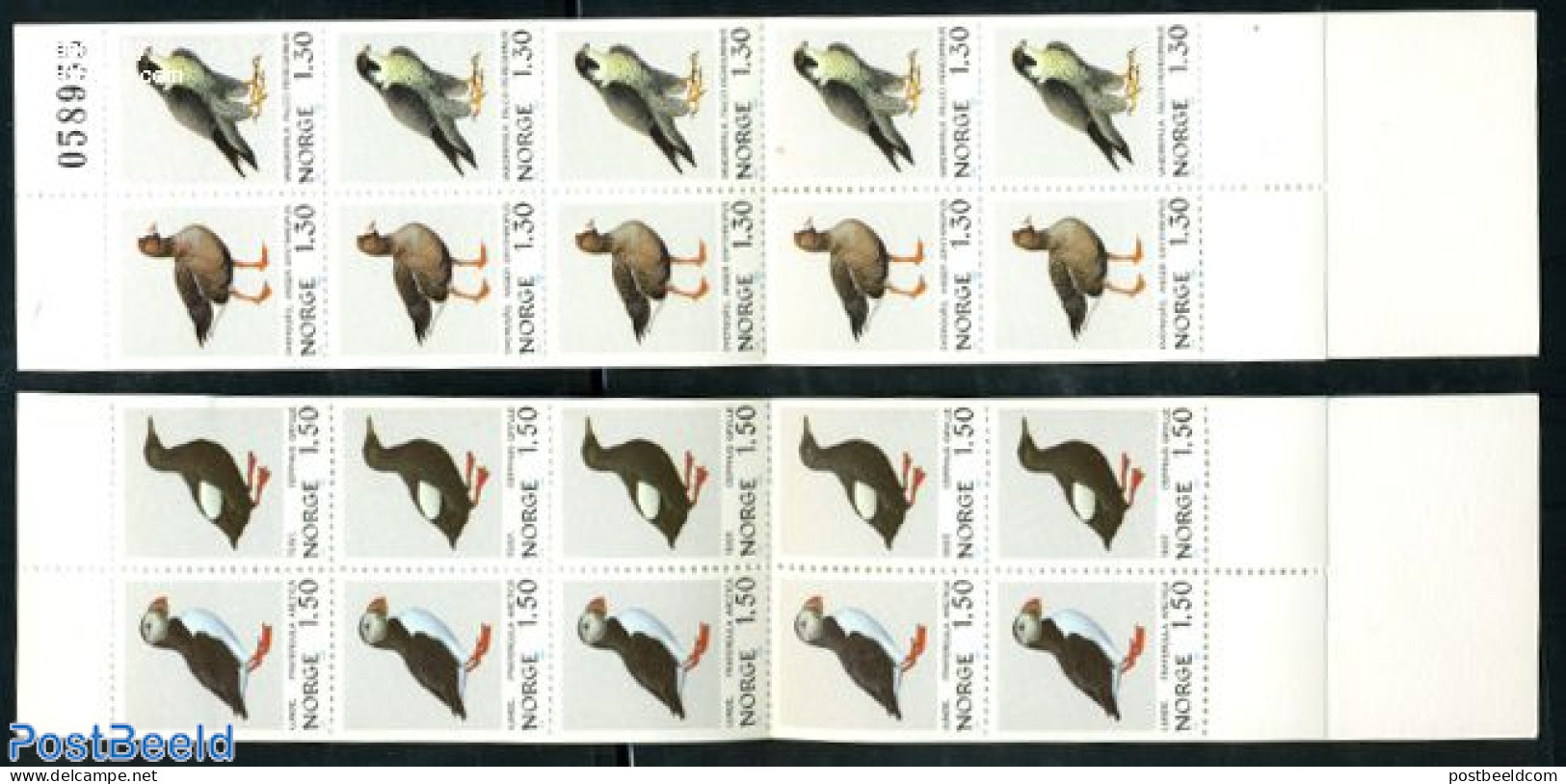 Norway 1981 Birds 2 Booklets, Mint NH, Nature - Birds - Birds Of Prey - Stamp Booklets - Puffins - Ungebraucht