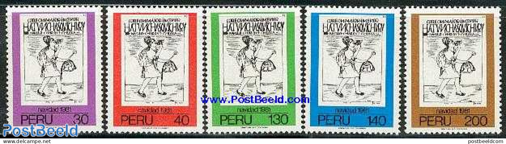 Peru 1981 Christmas 5v, Mint NH, Religion - Christmas - Post - Navidad