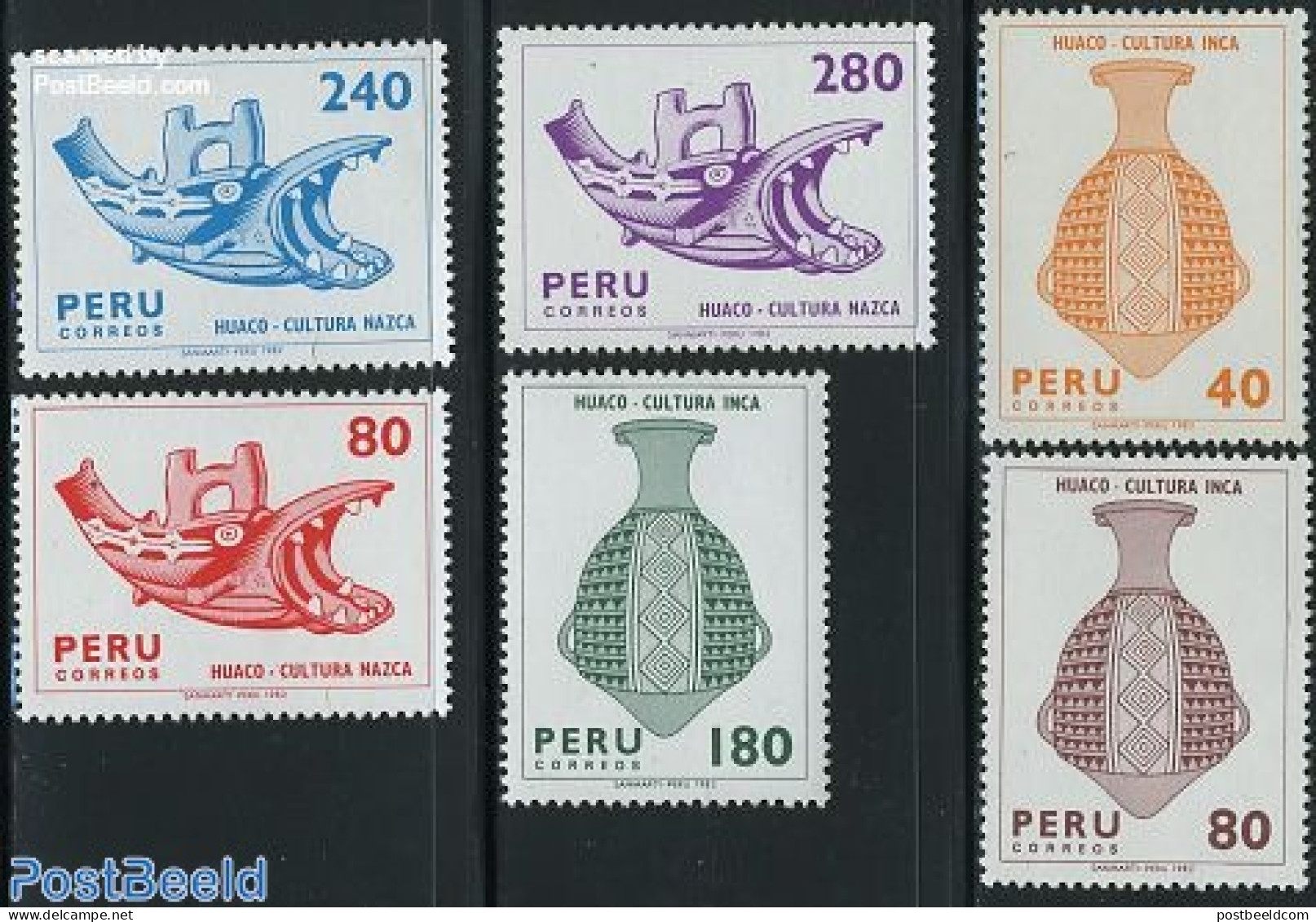 Peru 1982 Definitives 6v, Mint NH, History - Archaeology - Art - Ceramics - Archeologie