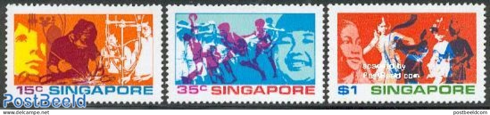 Singapore 1972 Youth 3v, Mint NH, Performance Art - Various - Dance & Ballet - Toys & Children's Games - Baile