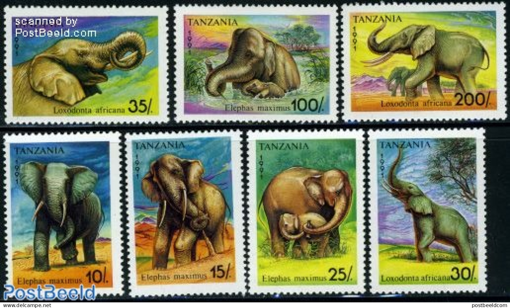 Tanzania 1991 Elephants 7v, Mint NH, Nature - Elephants - Tanzania (1964-...)